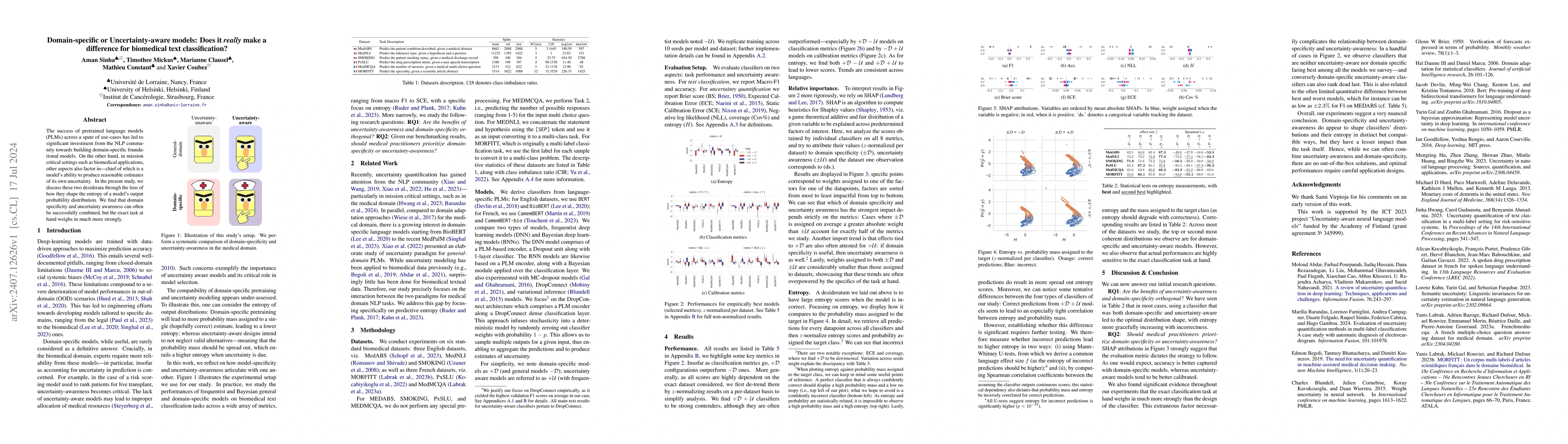 Thumbnail for Domain-specific or Uncertainty-aware models: Does it really make a
  difference for biomedical text classification?