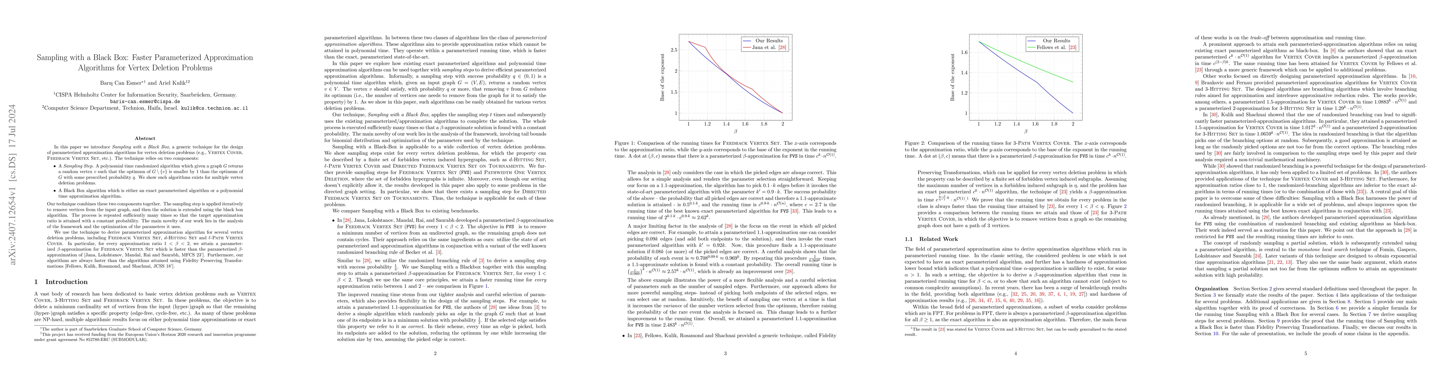 Thumbnail for Sampling with a Black Box: Faster Parameterized Approximation Algorithms
  for Vertex Deletion Problems
