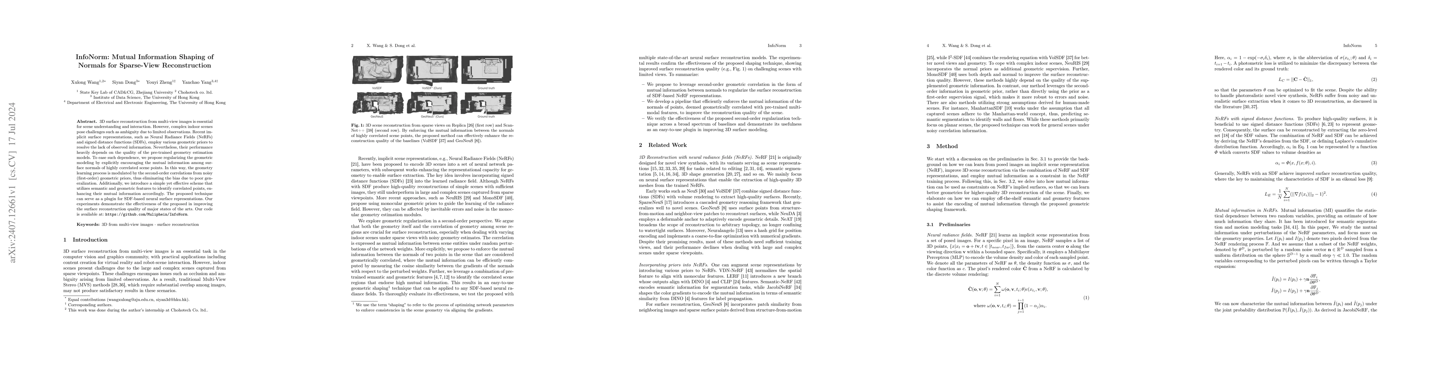 Thumbnail for InfoNorm: Mutual Information Shaping of Normals for Sparse-View
  Reconstruction