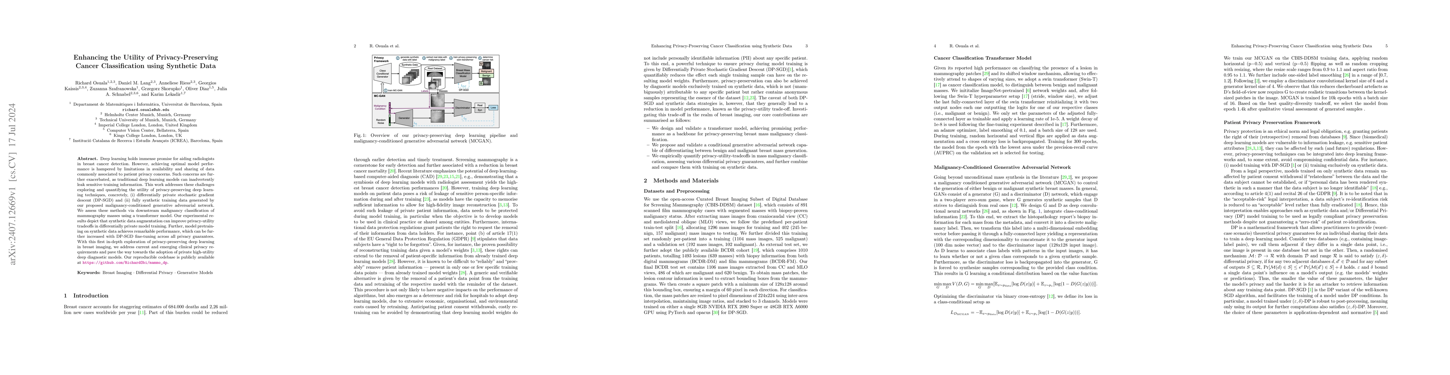 Thumbnail for Enhancing the Utility of Privacy-Preserving Cancer Classification using
  Synthetic Data
