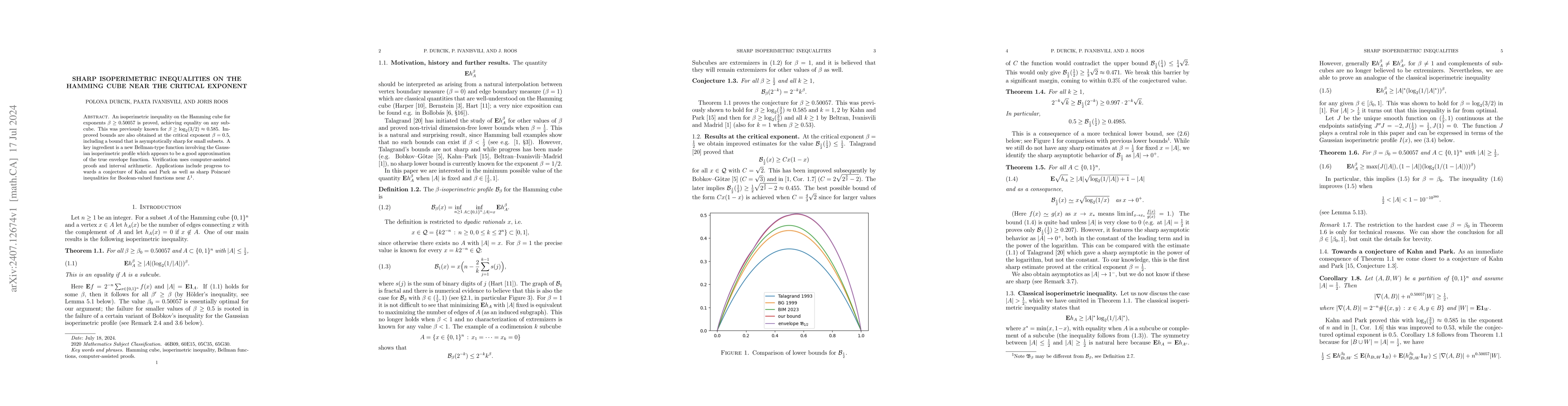 Thumbnail for Sharp isoperimetric inequalities on the Hamming cube near the critical
  exponent