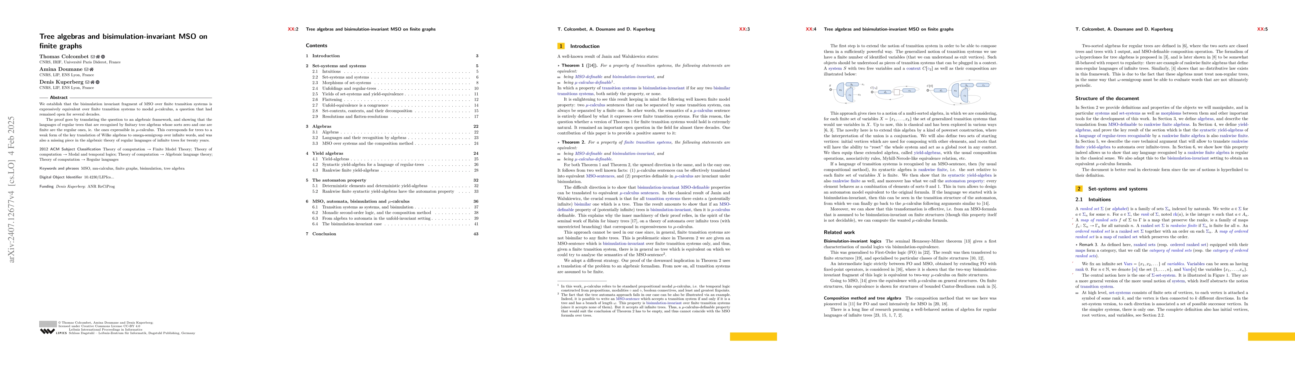 Thumbnail for Tree algebras and bisimulation-invariant MSO on finite graphs