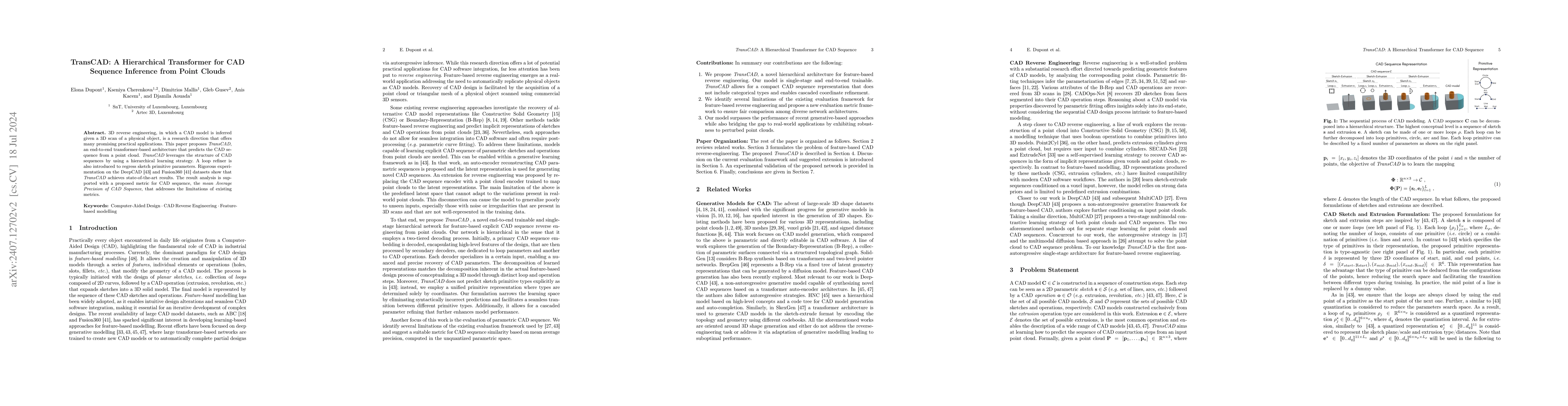 Thumbnail for TransCAD: A Hierarchical Transformer for CAD Sequence Inference from
  Point Clouds