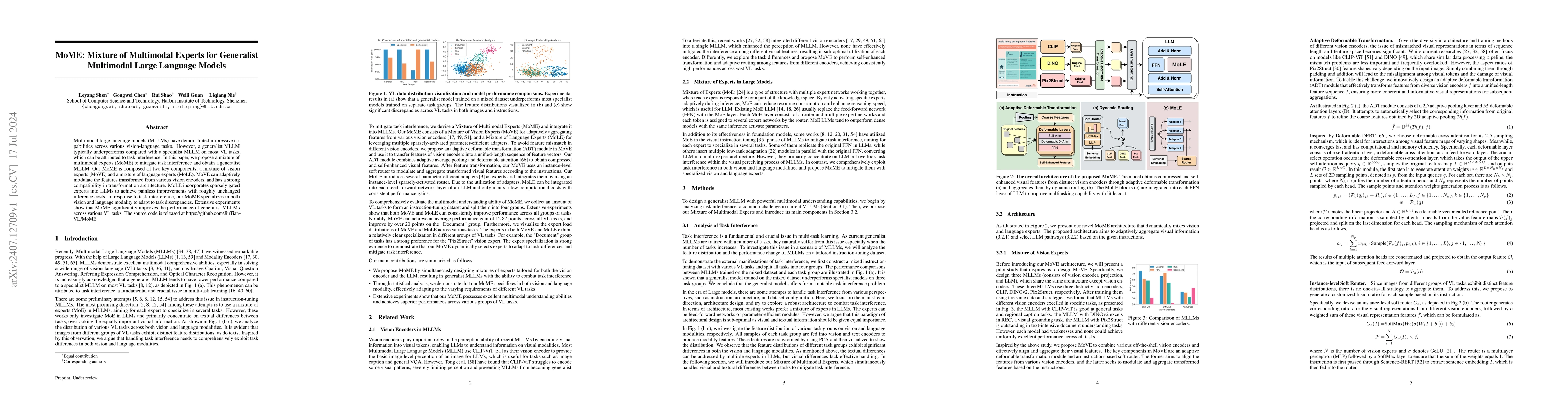 Thumbnail for MoME: Mixture of Multimodal Experts for Generalist Multimodal Large
  Language Models