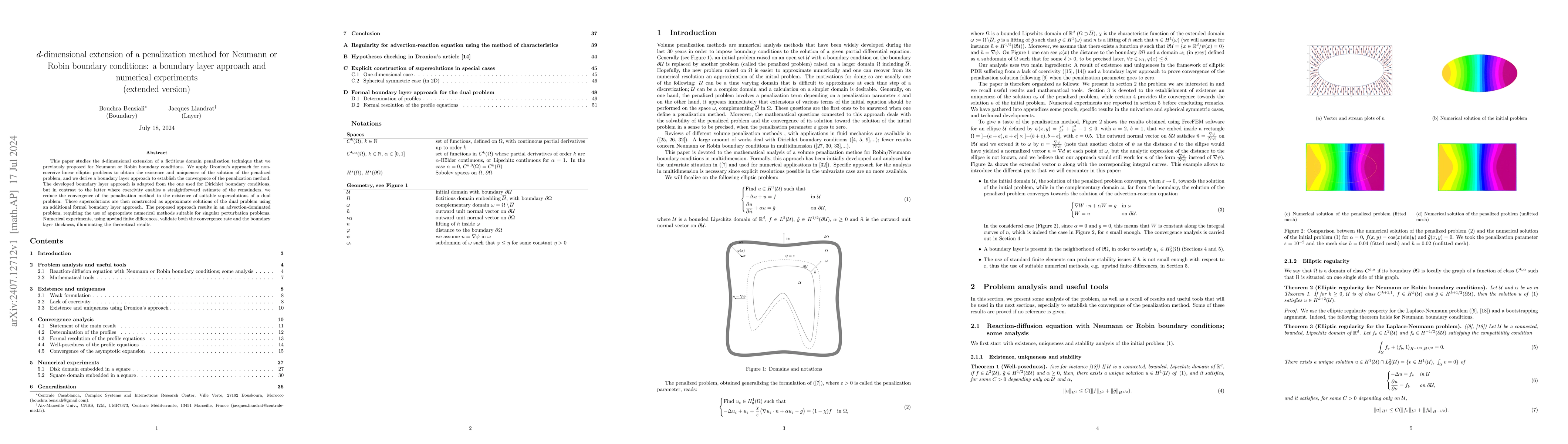 Thumbnail for $d$-dimensional extension of a penalization method for Neumann or Robin
  boundary conditions: a boundary layer approach and numerical experiments