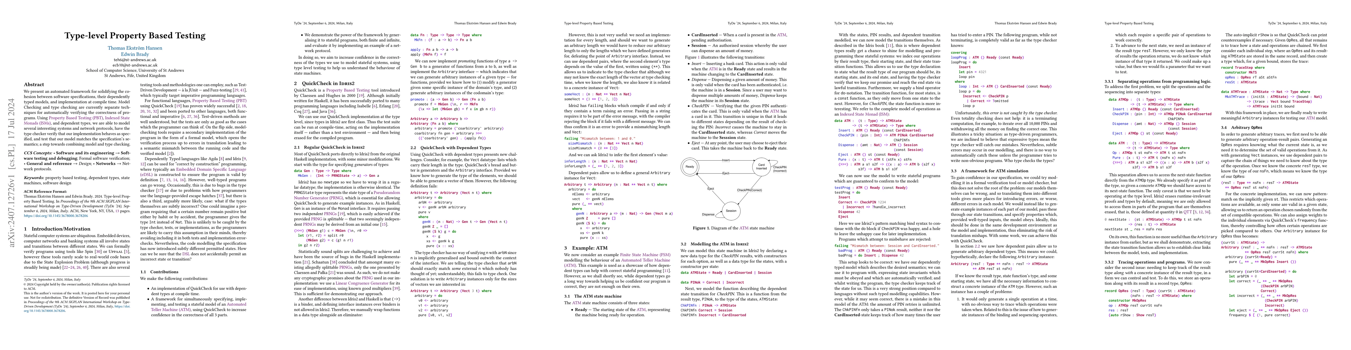 Thumbnail for Type-level Property Based Testing