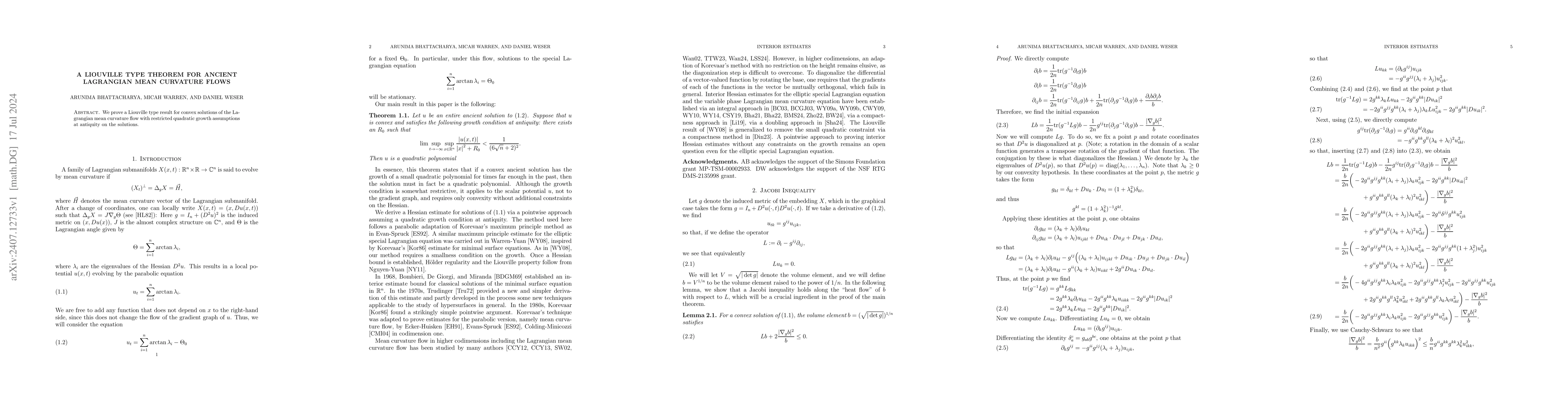 Thumbnail for A Liouville type theorem for ancient Lagrangian mean curvature flows