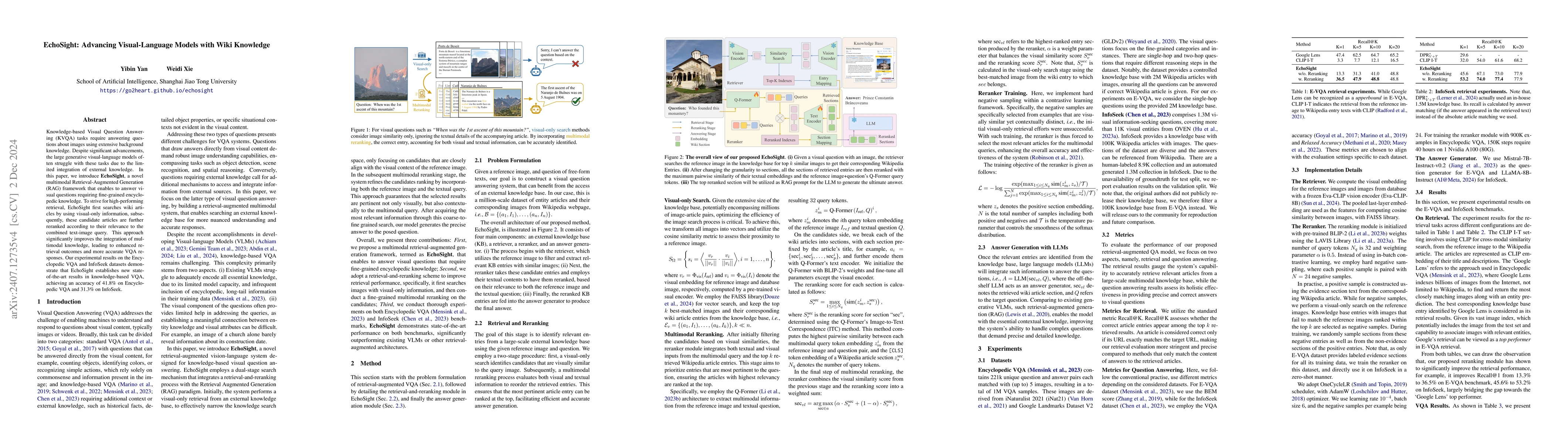 Thumbnail for EchoSight: Advancing Visual-Language Models with Wiki Knowledge