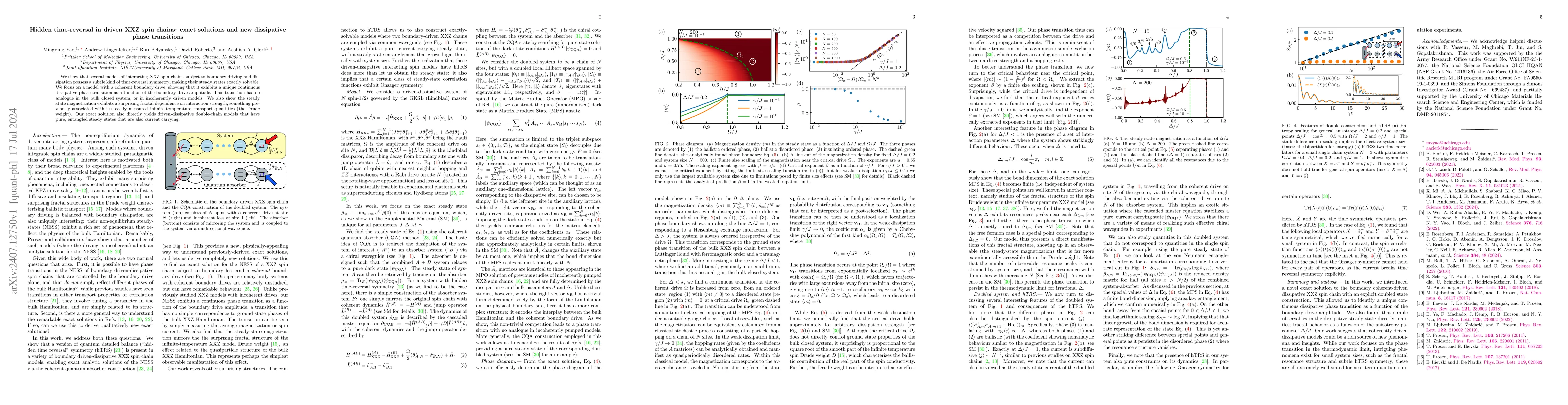 Thumbnail for Hidden time-reversal in driven XXZ spin chains: exact solutions and new
  dissipative phase transitions