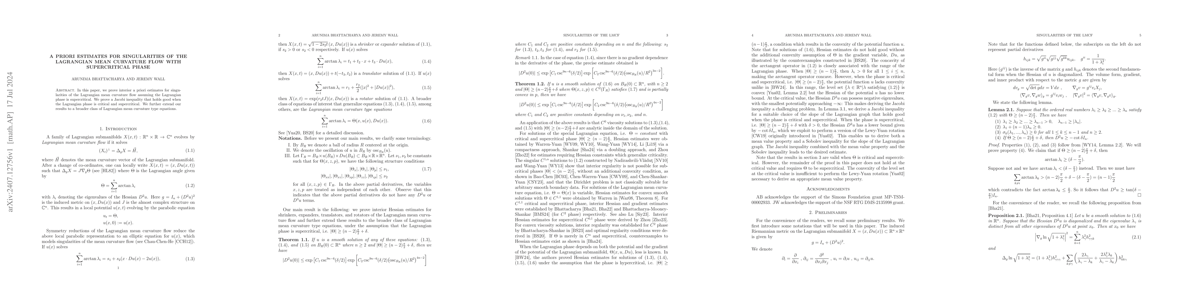 Thumbnail for A Priori Estimates for Singularities of the Lagrangian Mean Curvature
  Flow with Supercritical Phase