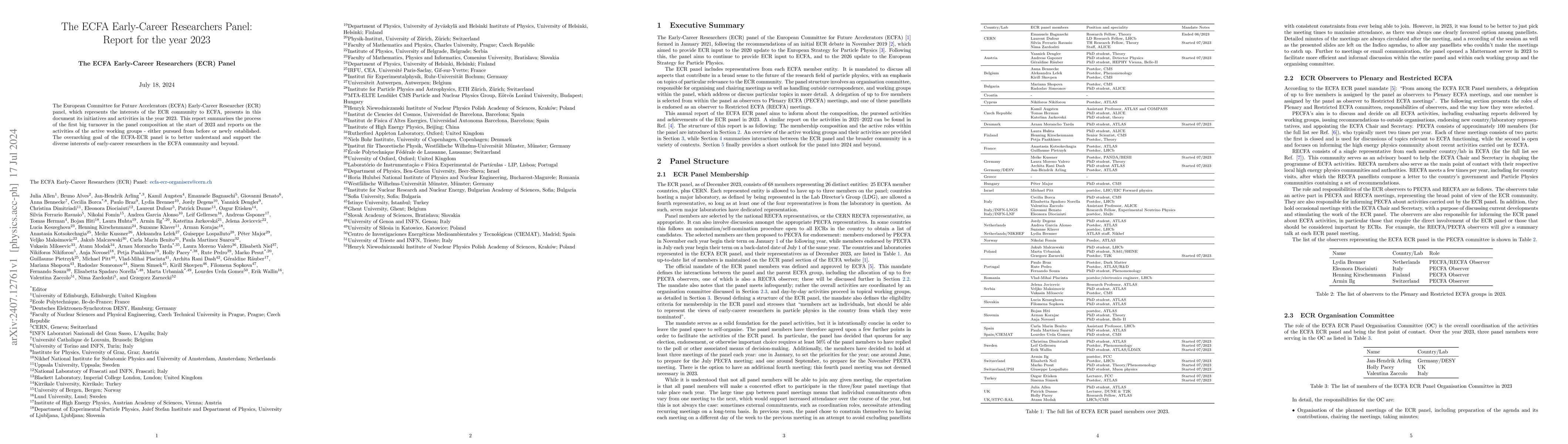 Thumbnail for The ECFA Early-Career Researchers Panel: Report for the year 2023