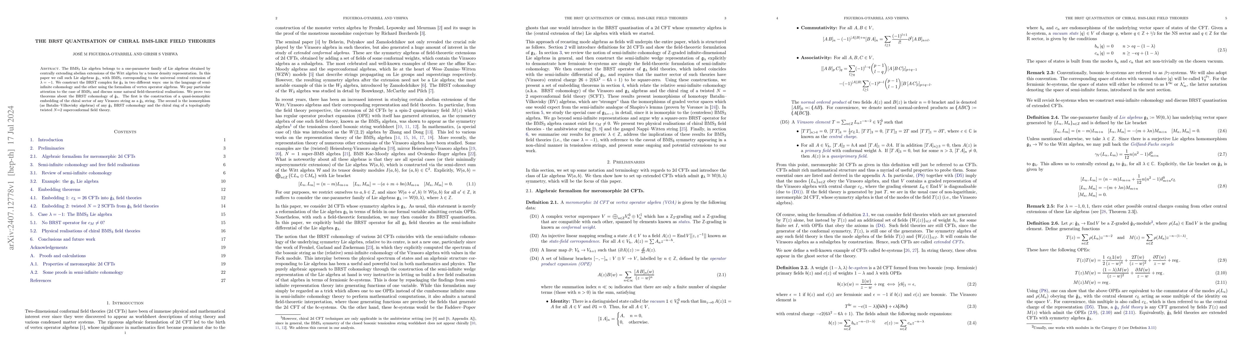 Thumbnail for The BRST quantisation of chiral BMS-like field theories