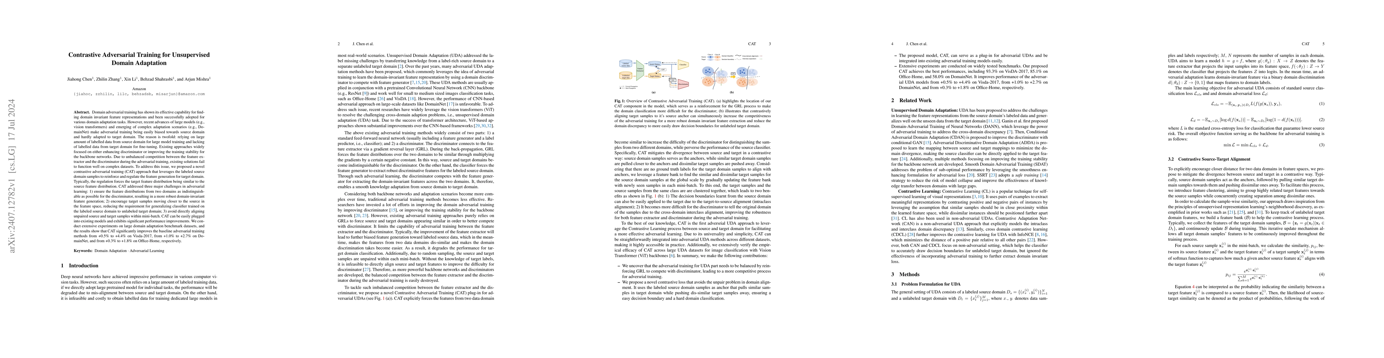 Thumbnail for Contrastive Adversarial Training for Unsupervised Domain Adaptation