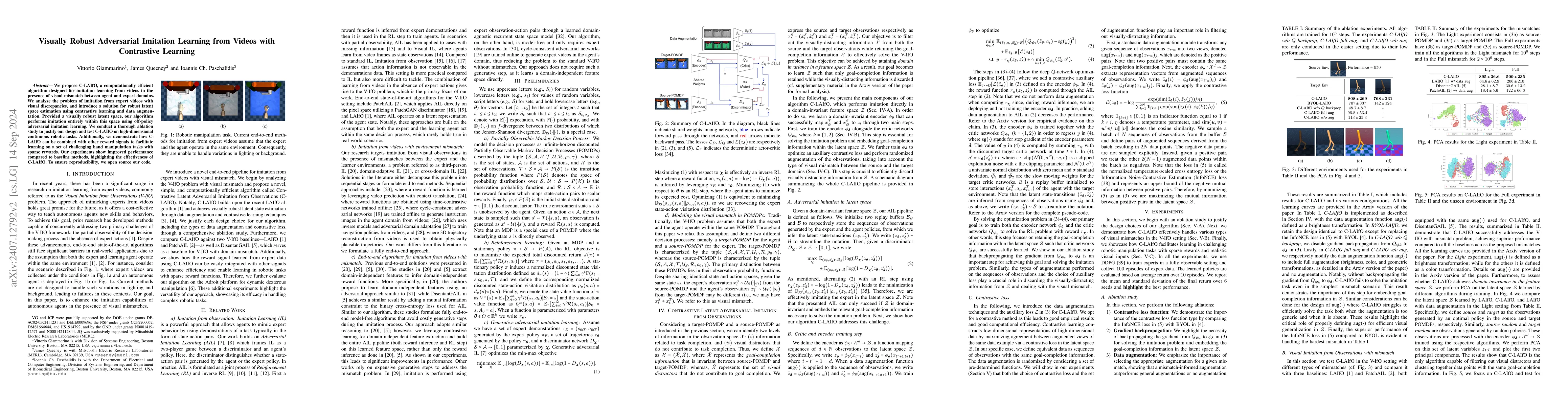 Thumbnail for Visually Robust Adversarial Imitation Learning from Videos with
  Contrastive Learning