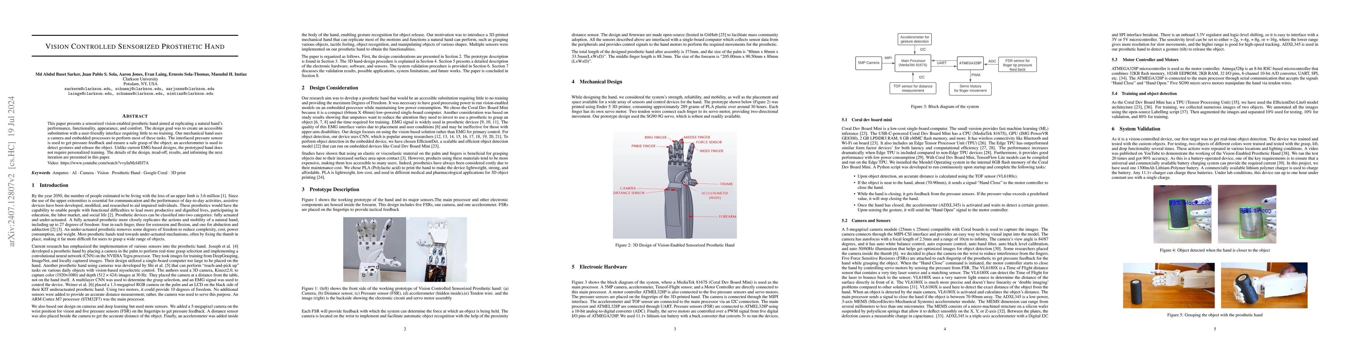 Thumbnail for Vision Controlled Sensorized Prosthetic Hand