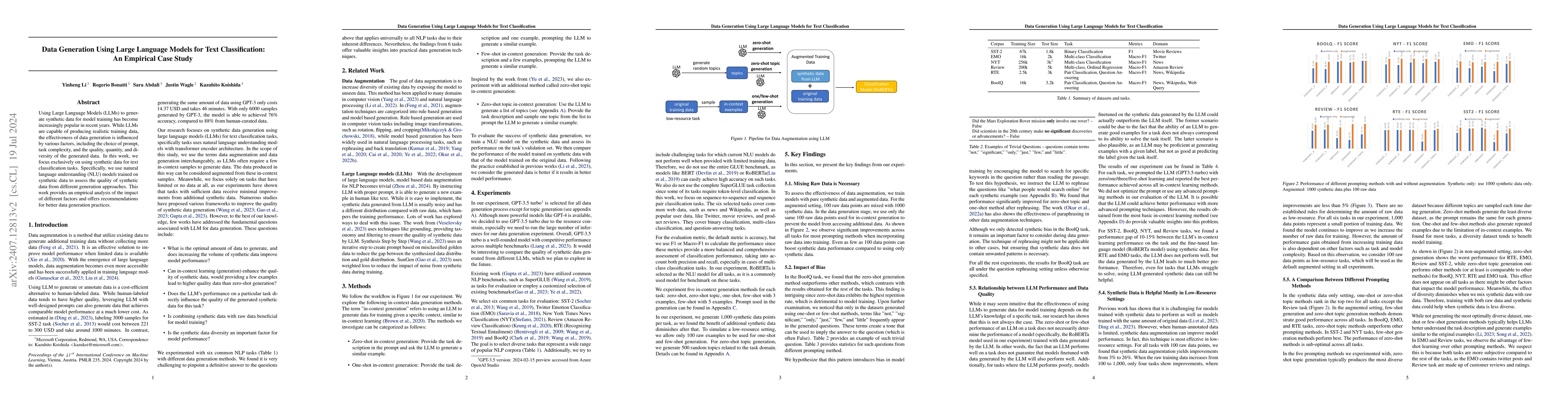 Thumbnail for Data Generation Using Large Language Models for Text Classification: An
  Empirical Case Study