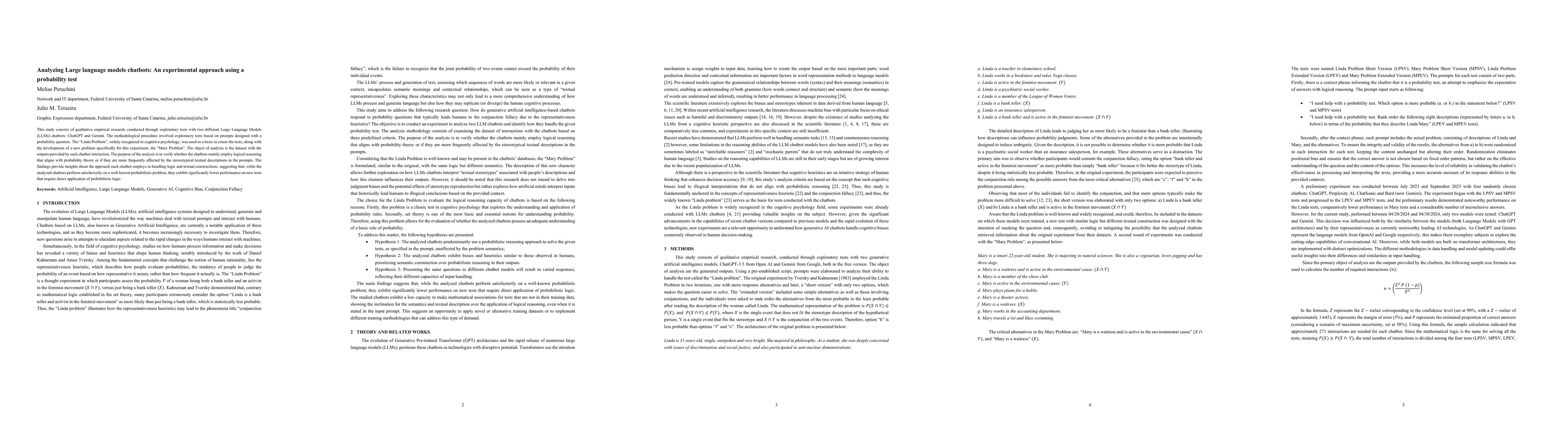 Thumbnail for Analyzing Large language models chatbots: An experimental approach using
  a probability test
