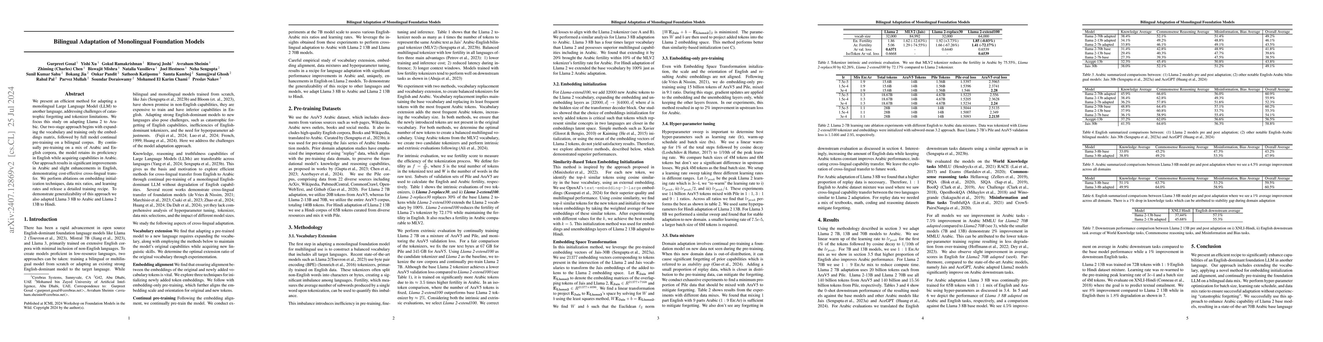 Thumbnail for Bilingual Adaptation of Monolingual Foundation Models