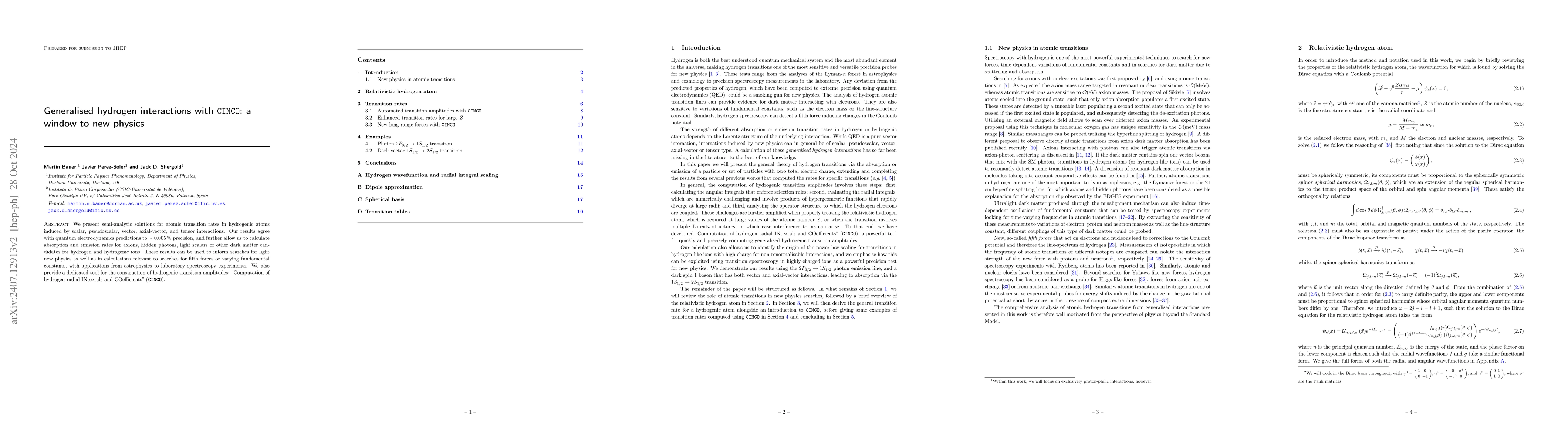 Thumbnail for Generalised hydrogen interactions with $\texttt{CINCO}$: a window to new
  physics