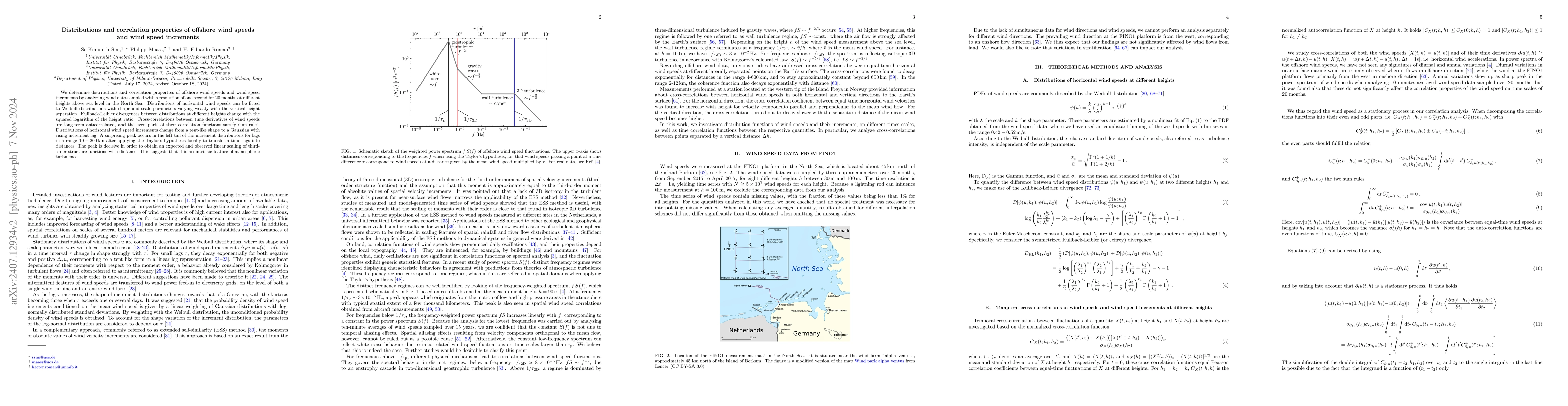 Thumbnail for Distributions and correlation properties of offshore wind speeds and
  wind speed increments
