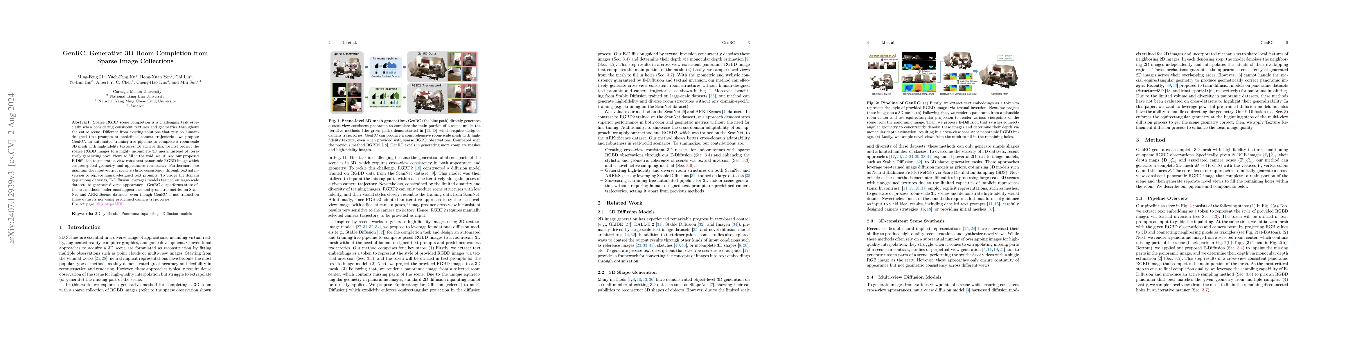 Thumbnail for GenRC: Generative 3D Room Completion from Sparse Image Collections