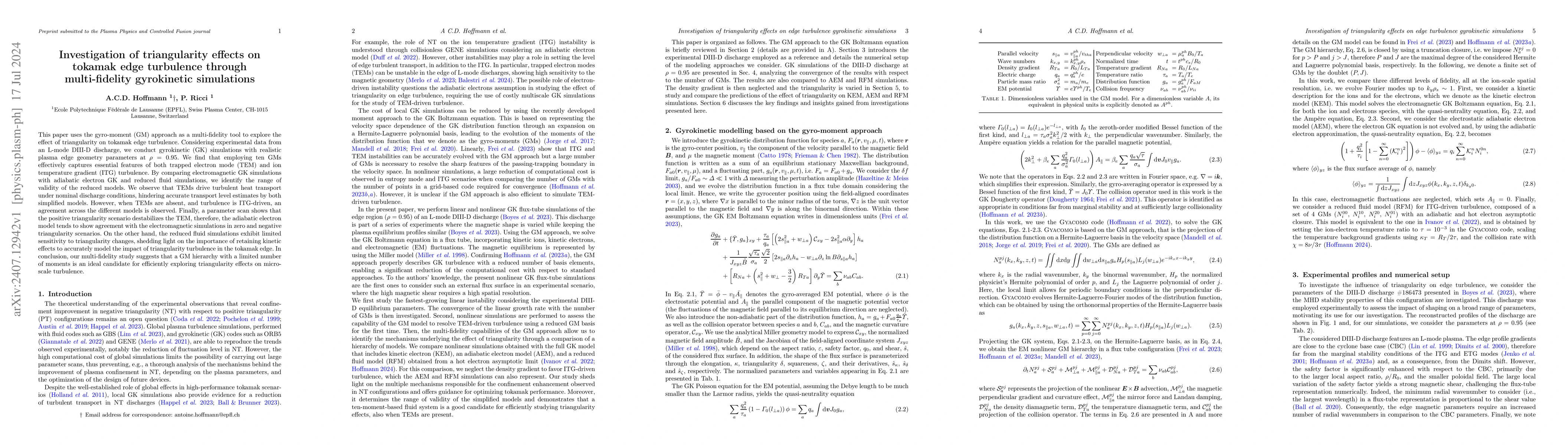 Thumbnail for Investigation of triangularity effects on tokamak edge turbulence
  through multi-fidelity gyrokinetic simulations