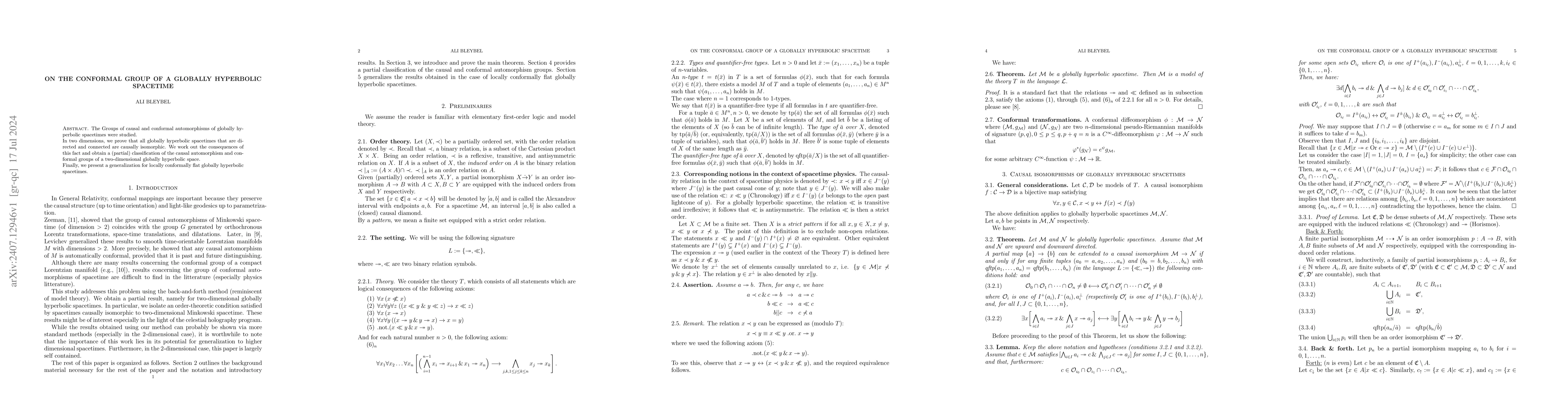 Thumbnail for On the conformal group of a globally hyperbolic spacetime