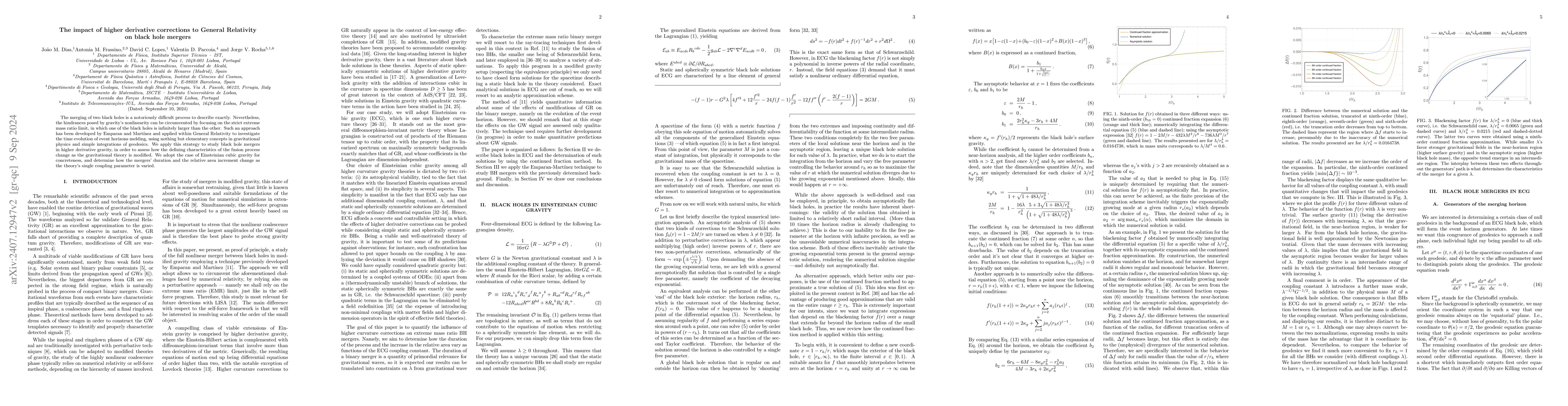 Thumbnail for The impact of higher derivative corrections to General Relativity on
  black hole mergers