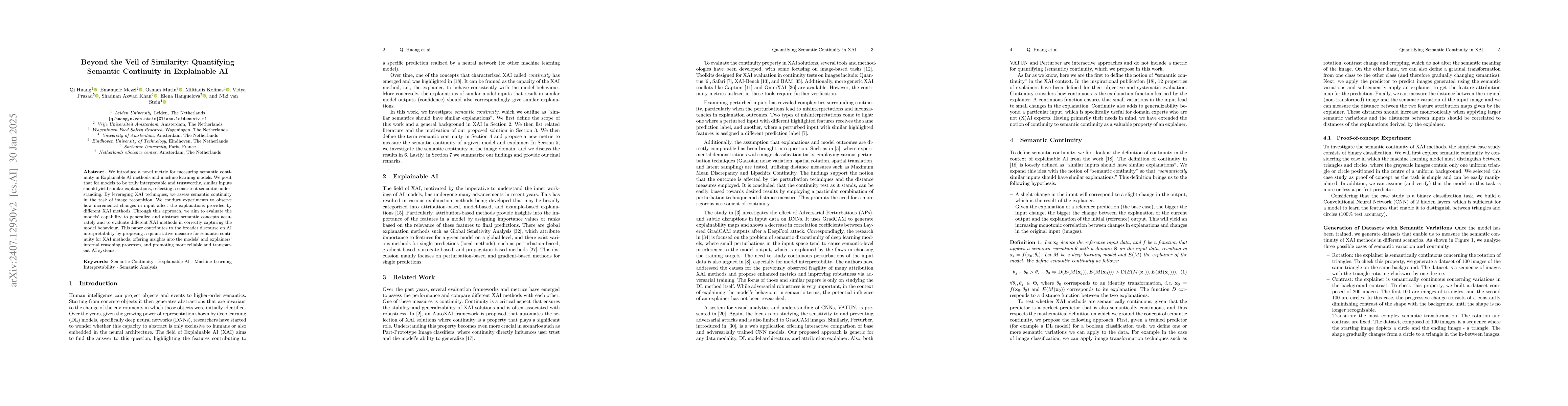 Thumbnail for Beyond the Veil of Similarity: Quantifying Semantic Continuity in
  Explainable AI