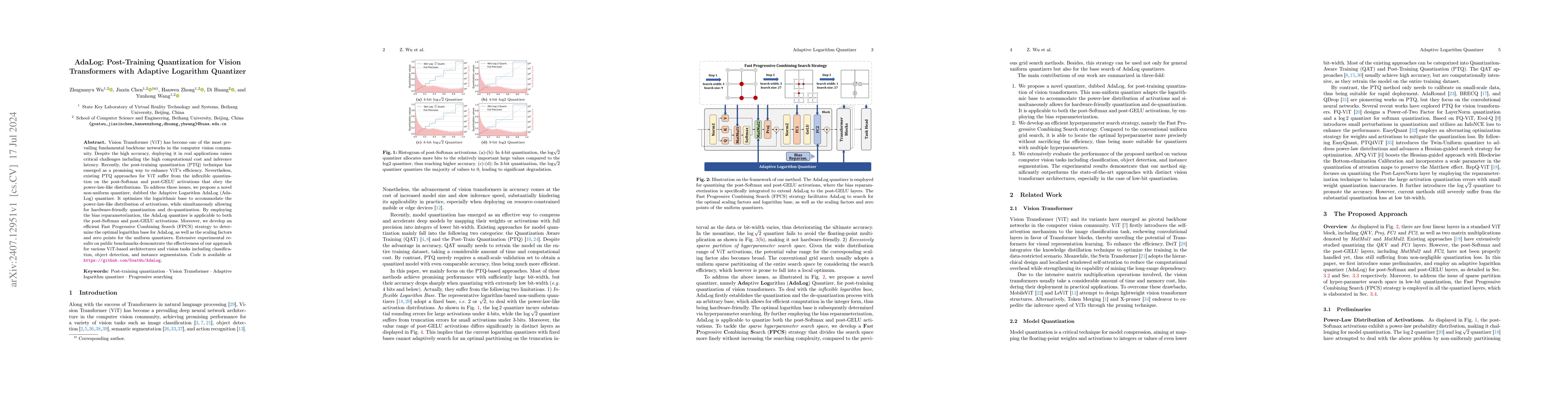 Thumbnail for AdaLog: Post-Training Quantization for Vision Transformers with Adaptive
  Logarithm Quantizer