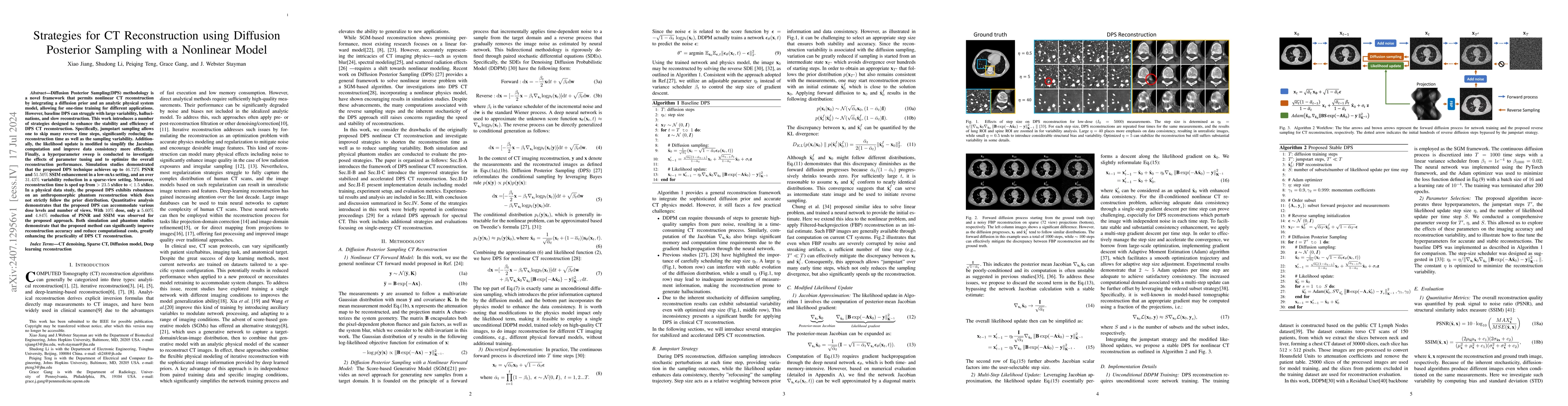 Thumbnail for Strategies for CT Reconstruction using Diffusion Posterior Sampling with
  a Nonlinear Model