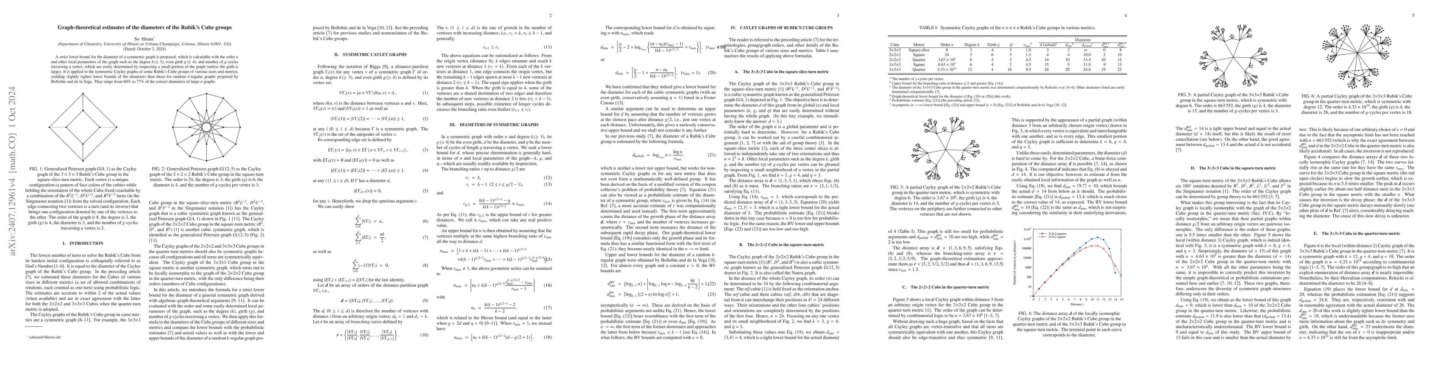 Thumbnail for Graph-theoretical estimates of the diameters of the Rubik's Cube groups
