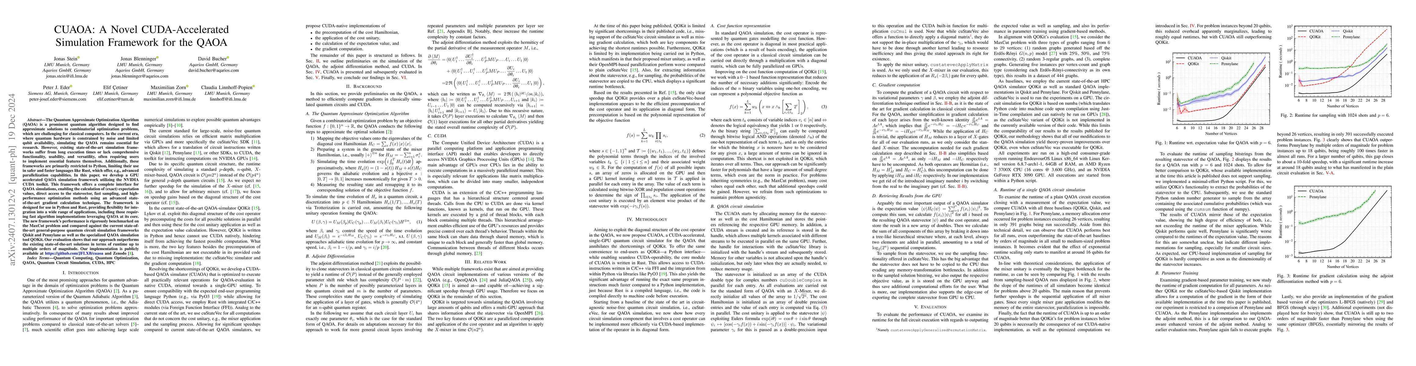 Thumbnail for CUAOA: A Novel CUDA-Accelerated Simulation Framework for the QAOA