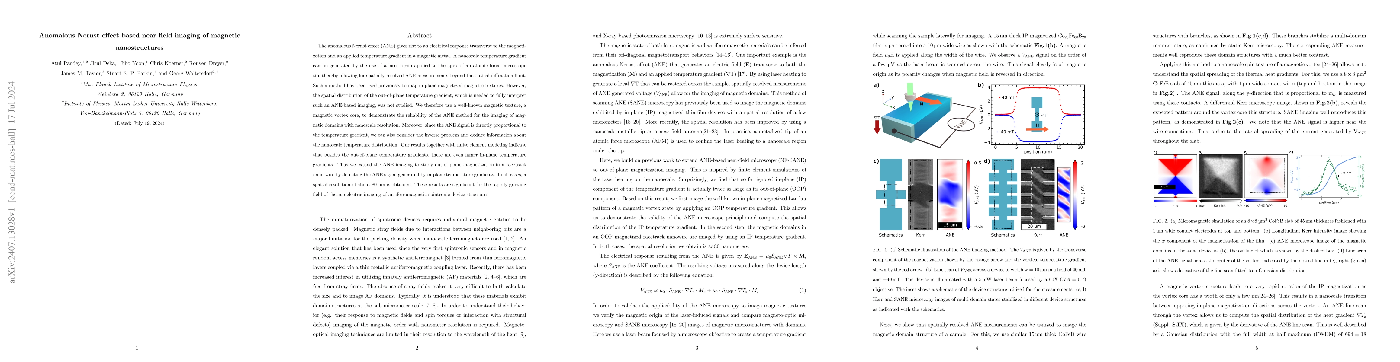 Thumbnail for Anomalous Nernst effect based near field imaging of magnetic
  nanostructures