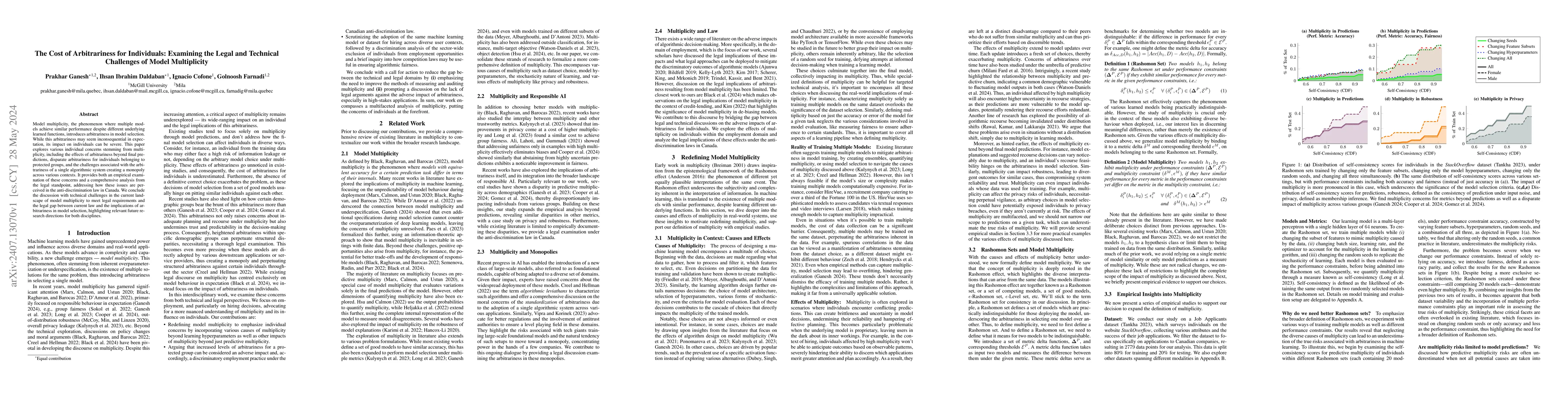 Thumbnail for The Cost of Arbitrariness for Individuals: Examining the Legal and
  Technical Challenges of Model Multiplicity