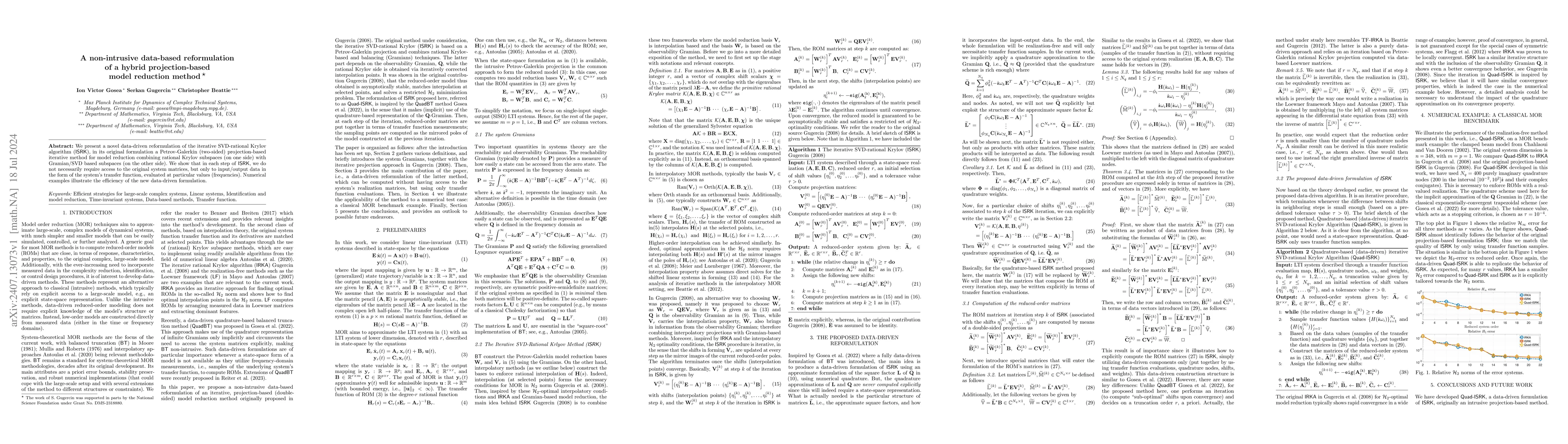 Thumbnail for A non-intrusive data-based reformulation of a hybrid projection-based
  model reduction method