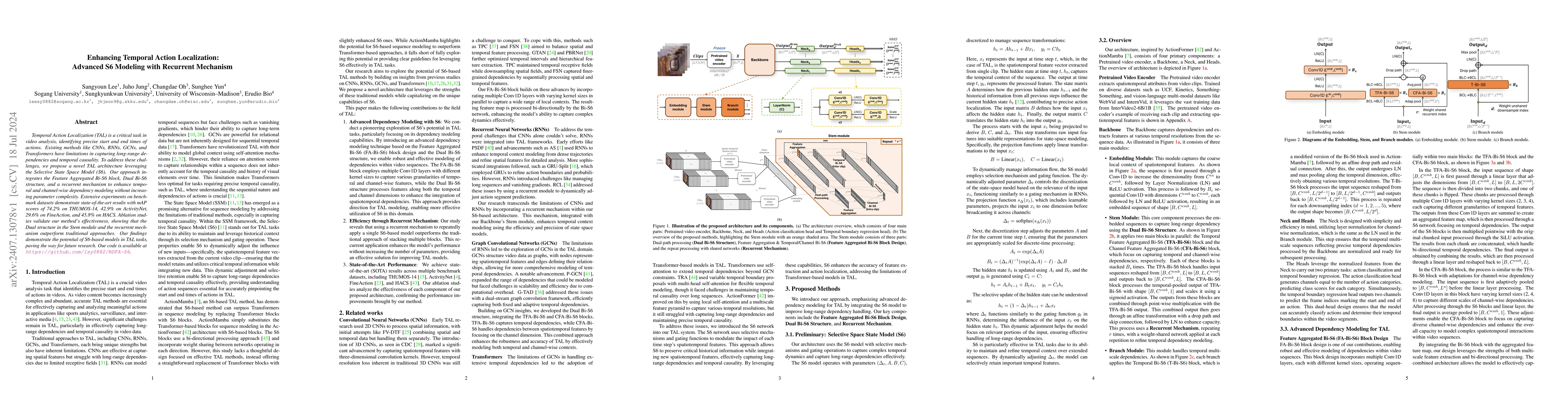 Thumbnail for Enhancing Temporal Action Localization: Advanced S6 Modeling with
  Recurrent Mechanism