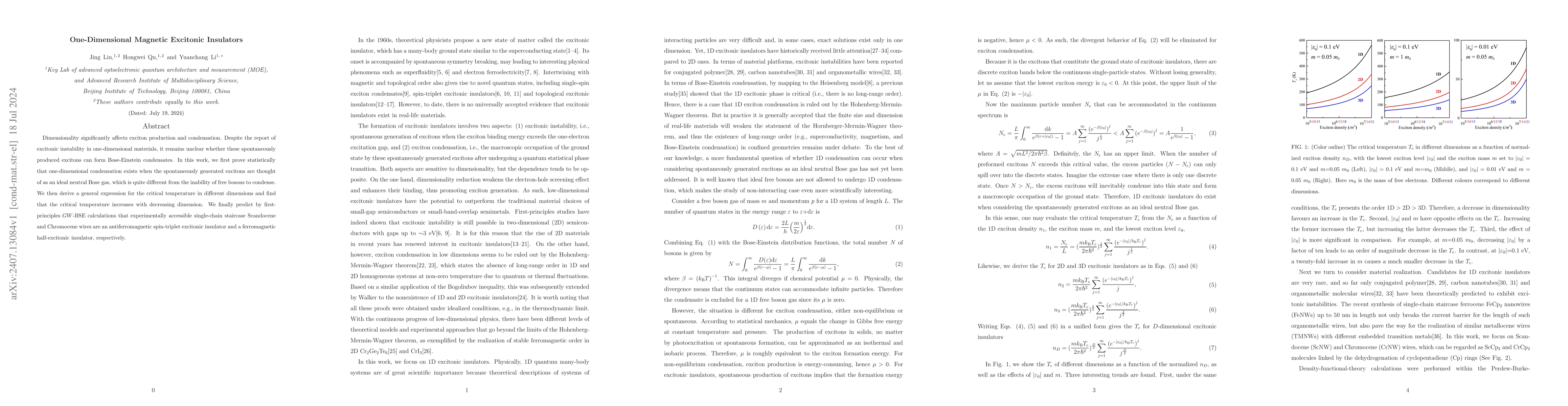 Thumbnail for One-Dimensional Magnetic Excitonic Insulators