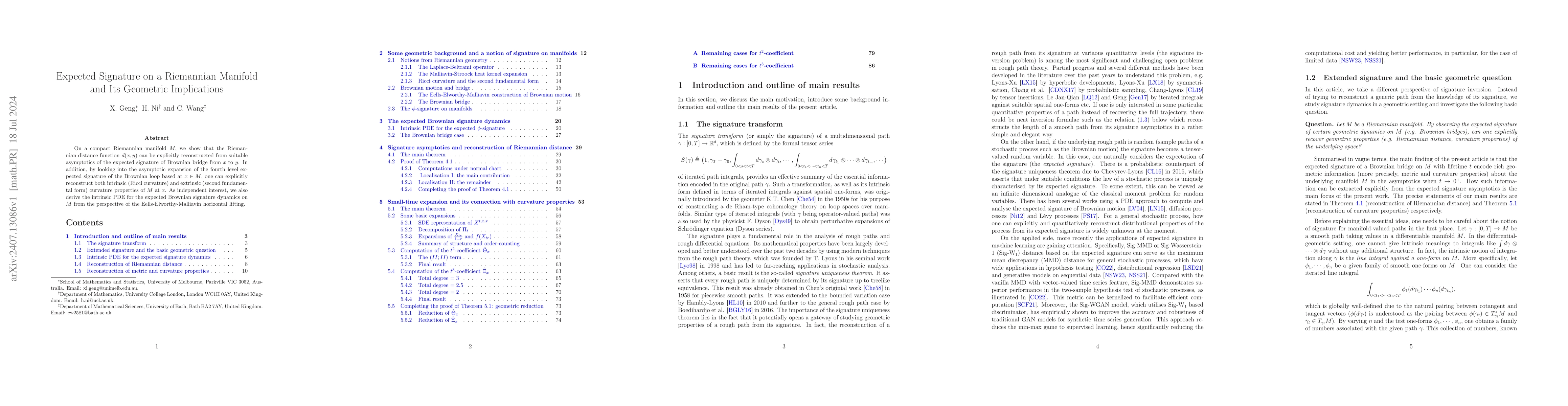 Thumbnail for Expected Signature on a Riemannian Manifold and Its Geometric
  Implications