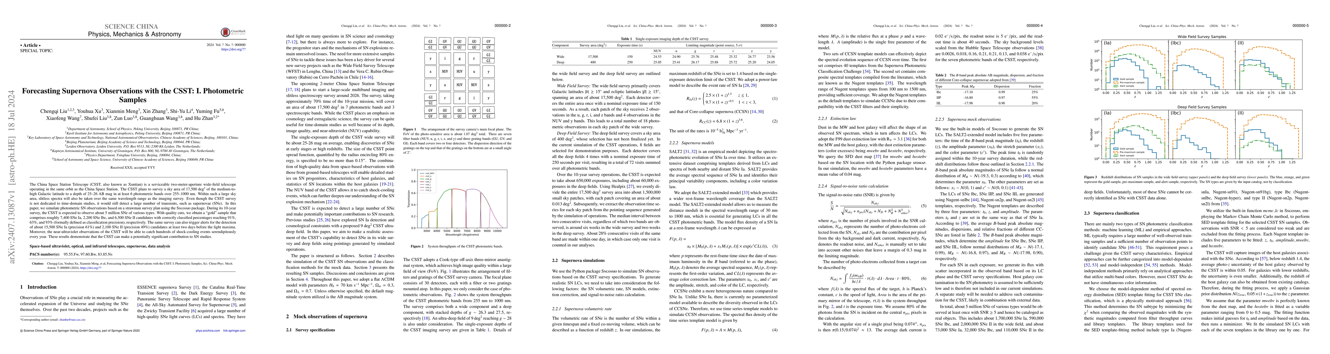 Thumbnail for Forecasting Supernova Observations with the CSST: I. Photometric Samples