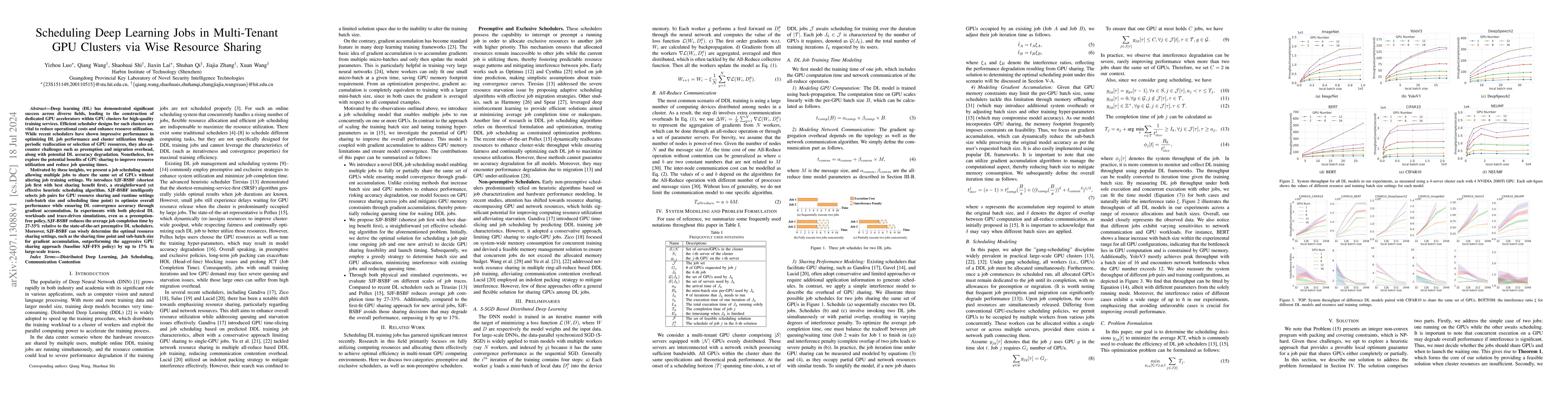 Thumbnail for Scheduling Deep Learning Jobs in Multi-Tenant GPU Clusters via Wise
  Resource Sharing