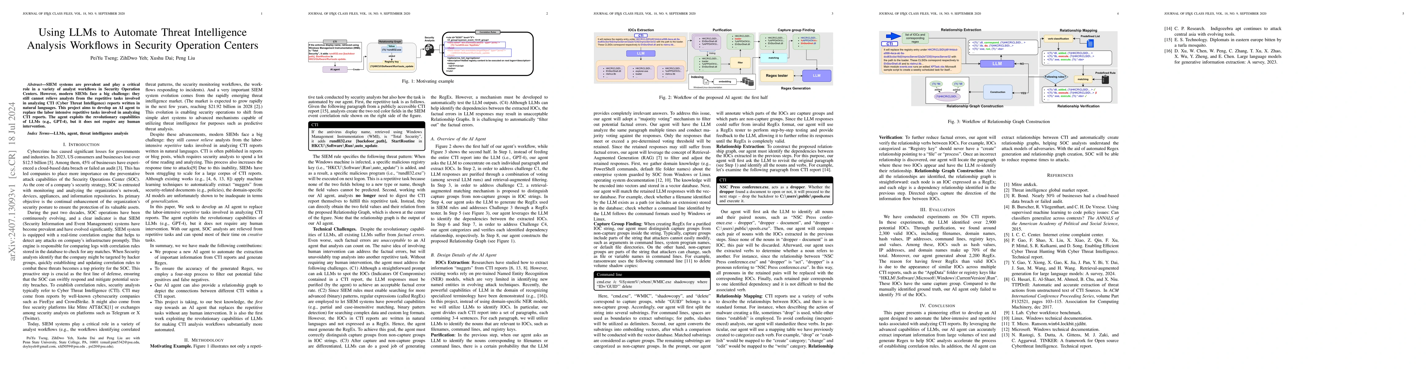 Thumbnail for Using LLMs to Automate Threat Intelligence Analysis Workflows in
  Security Operation Centers