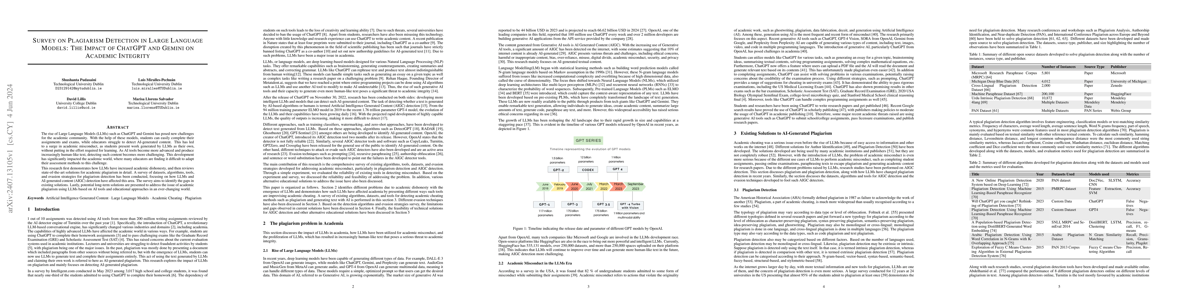 Thumbnail for Survey on Plagiarism Detection in Large Language Models: The Impact of
  ChatGPT and Gemini on Academic Integrity