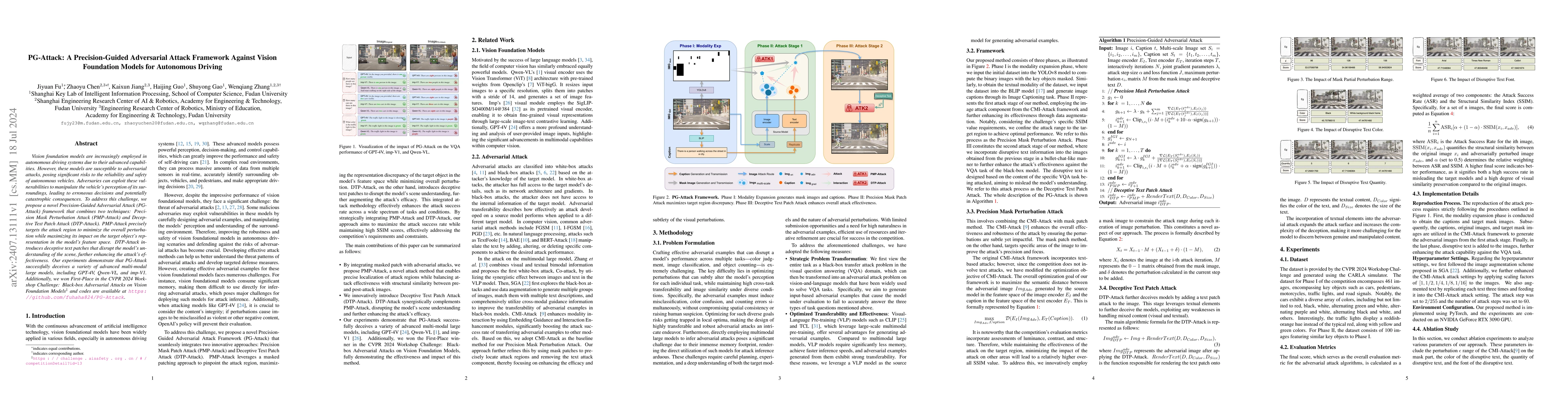 Thumbnail for PG-Attack: A Precision-Guided Adversarial Attack Framework Against
  Vision Foundation Models for Autonomous Driving