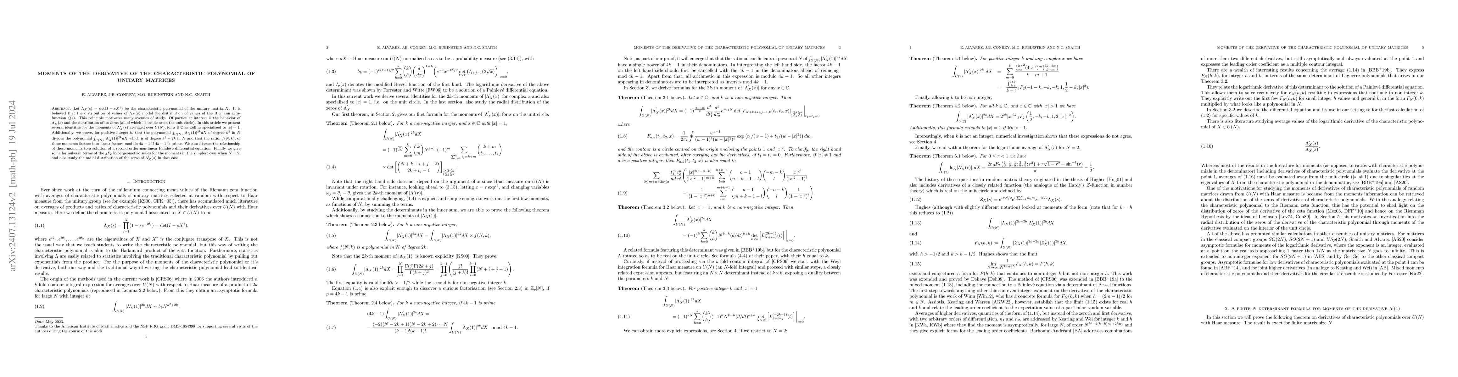 Thumbnail for Moments of the derivative of the characteristic polynomial of unitary
  matrices