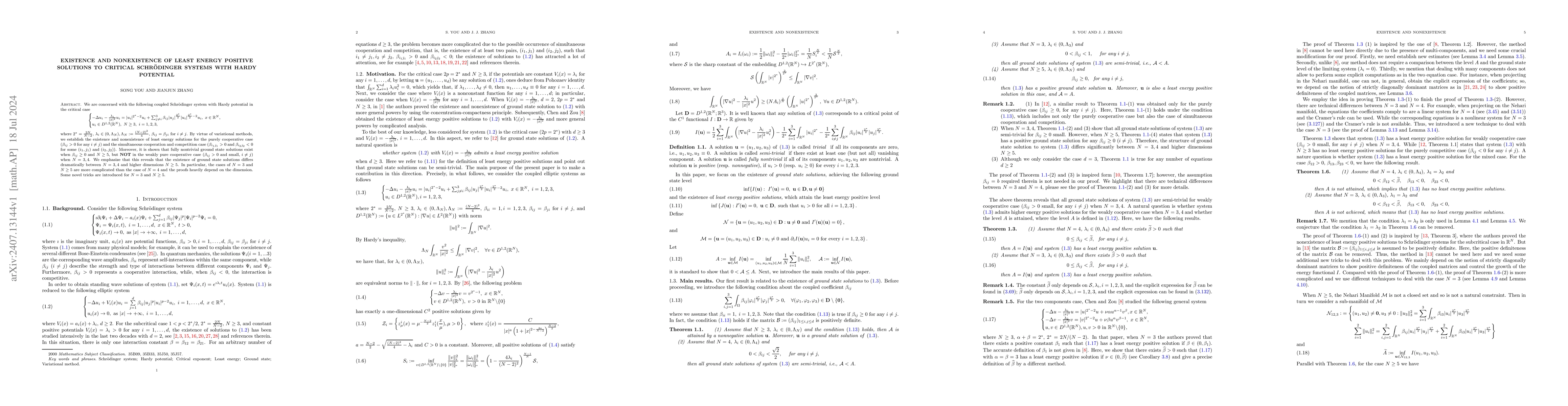 Thumbnail for Existence and nonexistence of least energy positive solutions to
  critical Schrödinger systems with Hardy potential