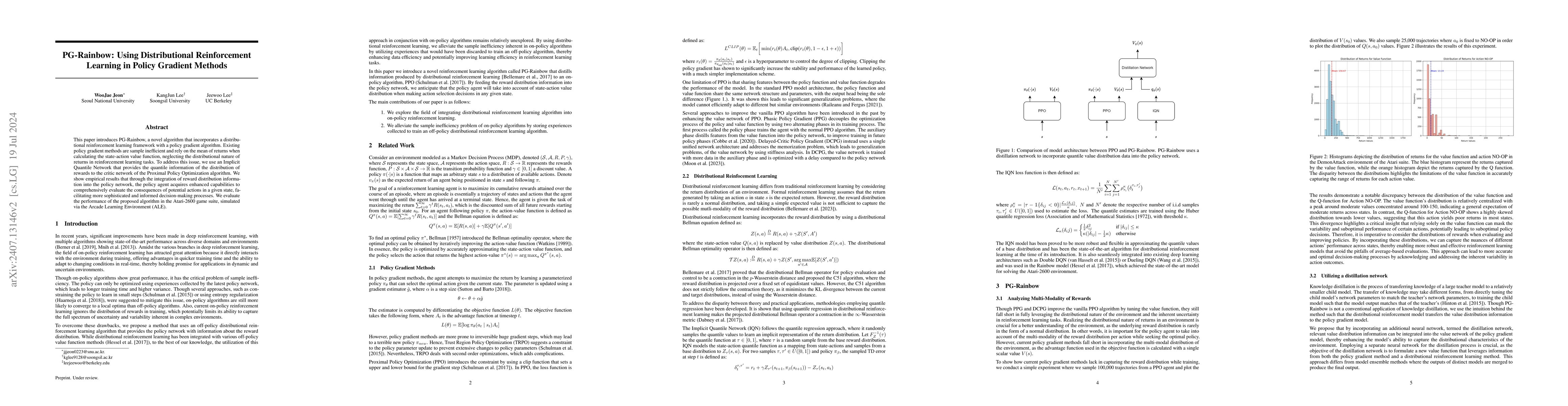 Thumbnail for PG-Rainbow: Using Distributional Reinforcement Learning in Policy
  Gradient Methods