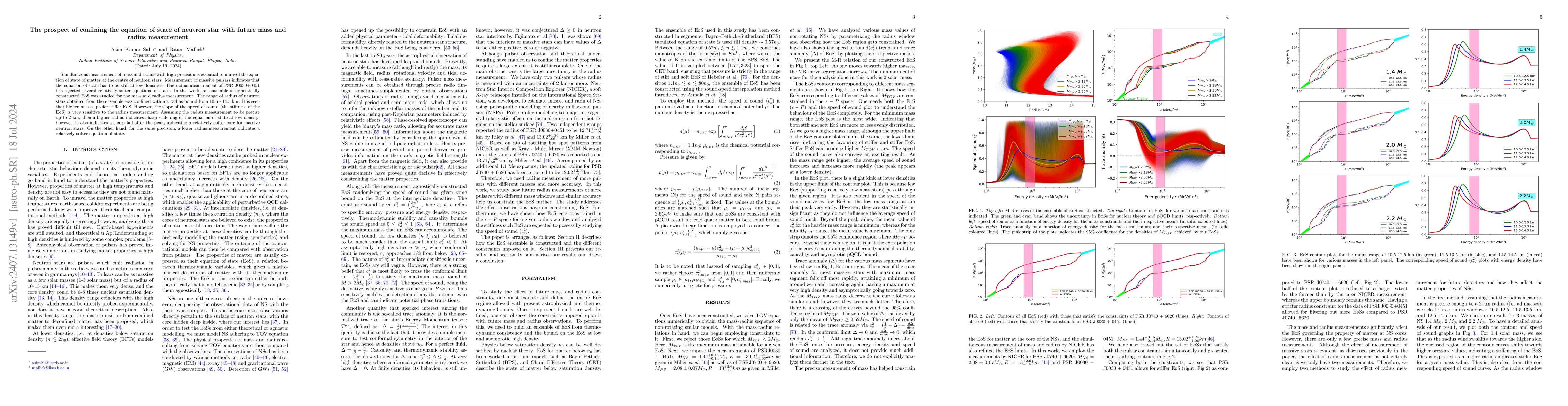 Thumbnail for The prospect of confining the equation of state of neutron star with
  future mass and radius measurement