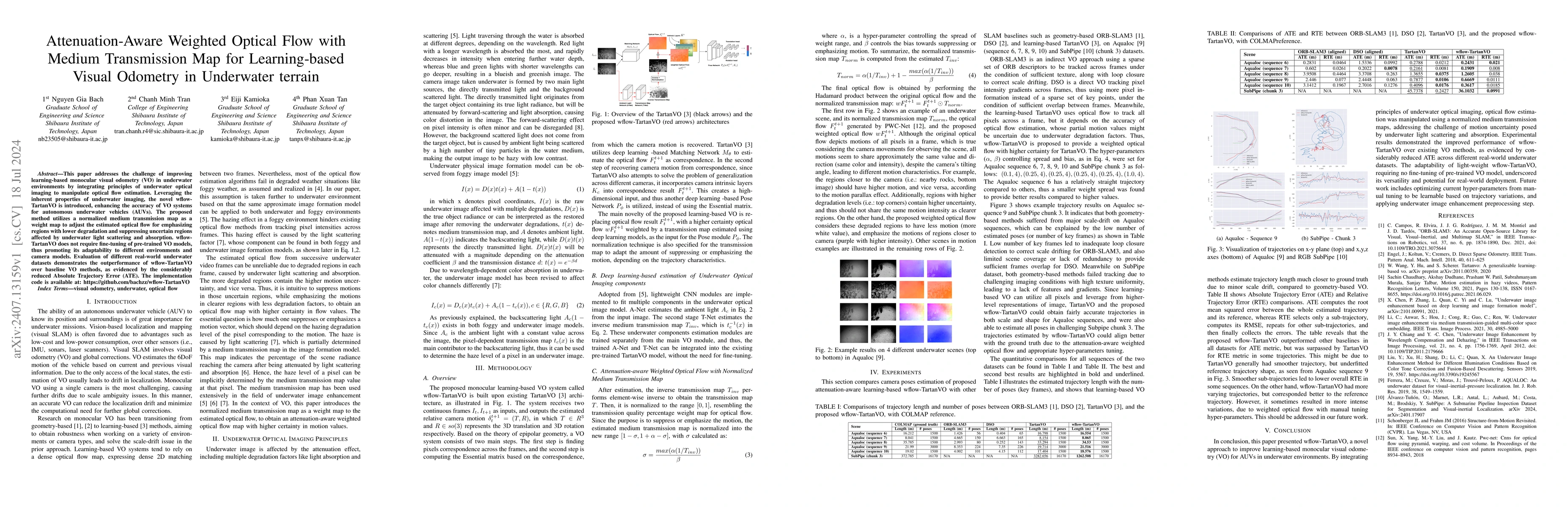 Thumbnail for Attenuation-Aware Weighted Optical Flow with Medium Transmission Map for
  Learning-based Visual Odometry in Underwater terrain