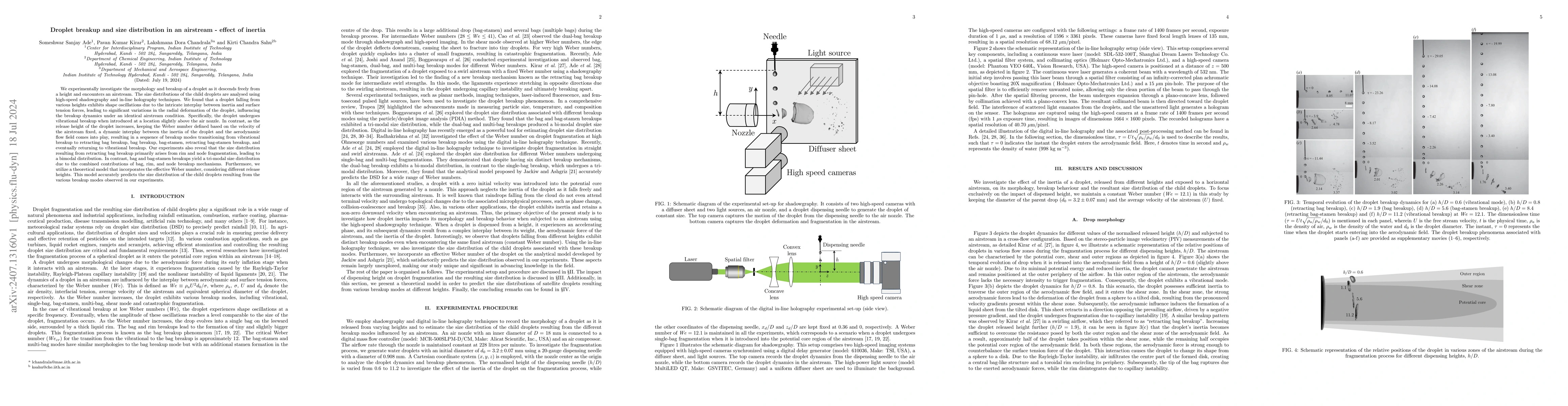 Thumbnail for Droplet breakup and size distribution in an airstream -- effect of
  inertia